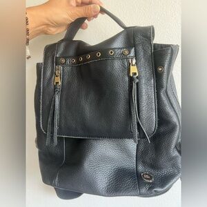 The Sak Black Leather Backpack with Gold Accents